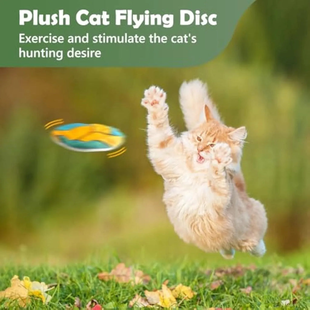 Soft blue plush cat toy shaped like a flying disc with a basketball pattern, measuring 5cm.