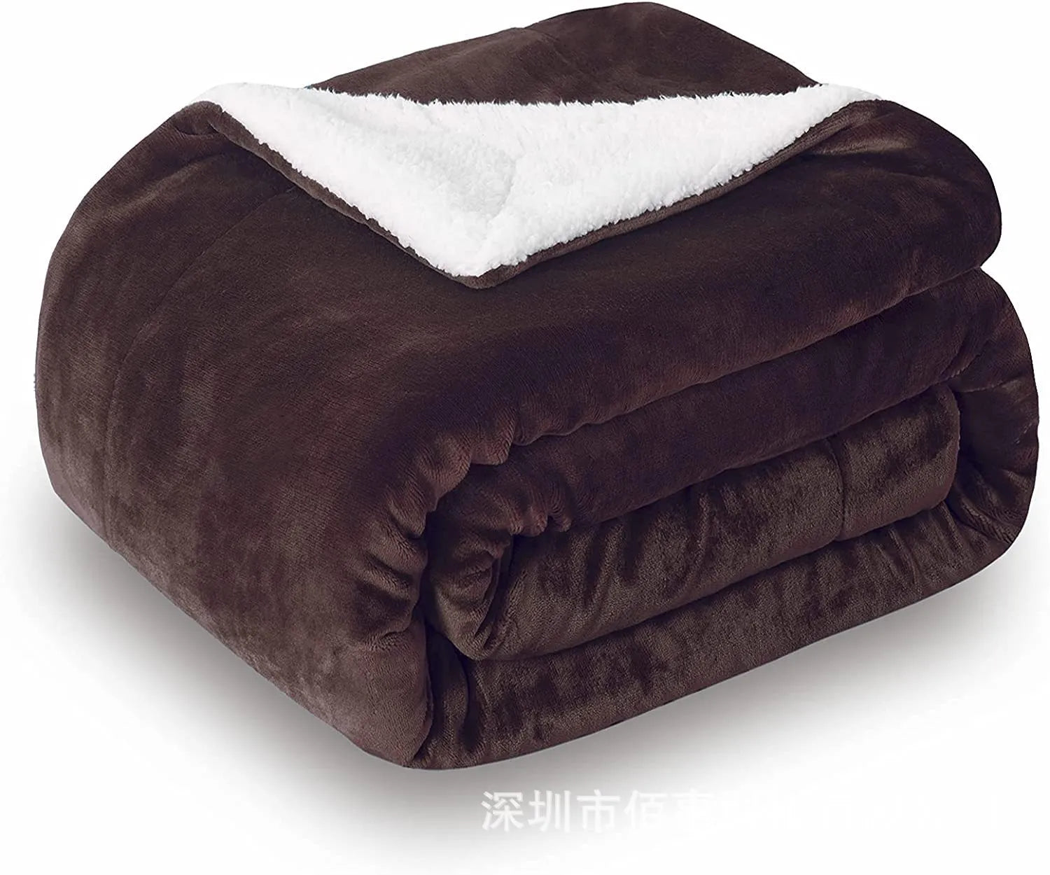 USB electric heating blanket with flannel fabric in brown and white colours