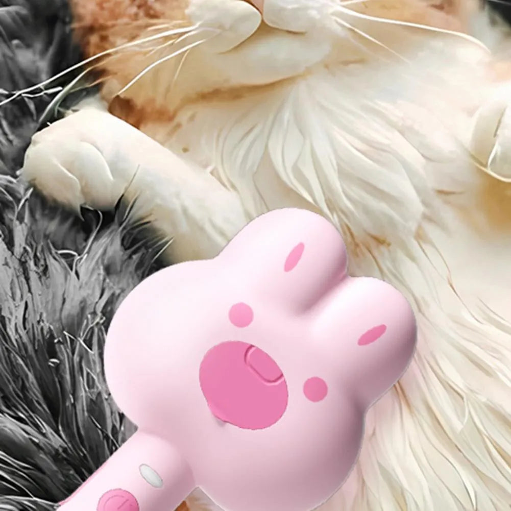 Rechargeable pet grooming steam brush in green colour with cartoon design