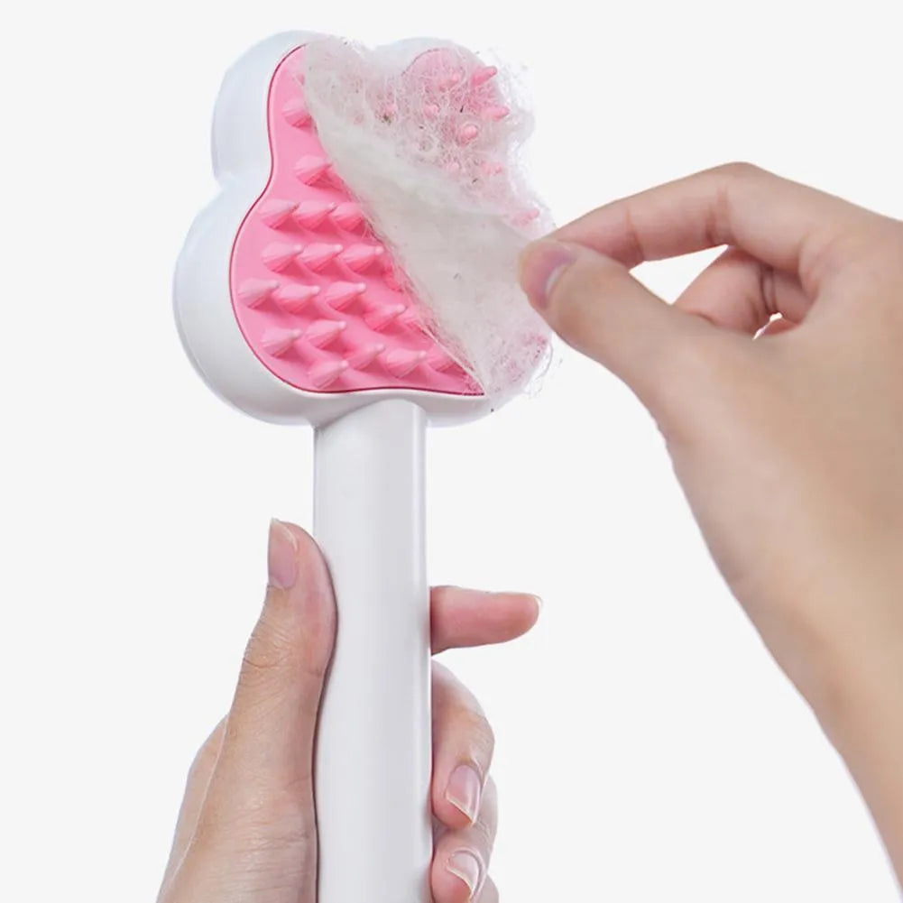 Rechargeable pet grooming steam brush in green colour with cartoon design
