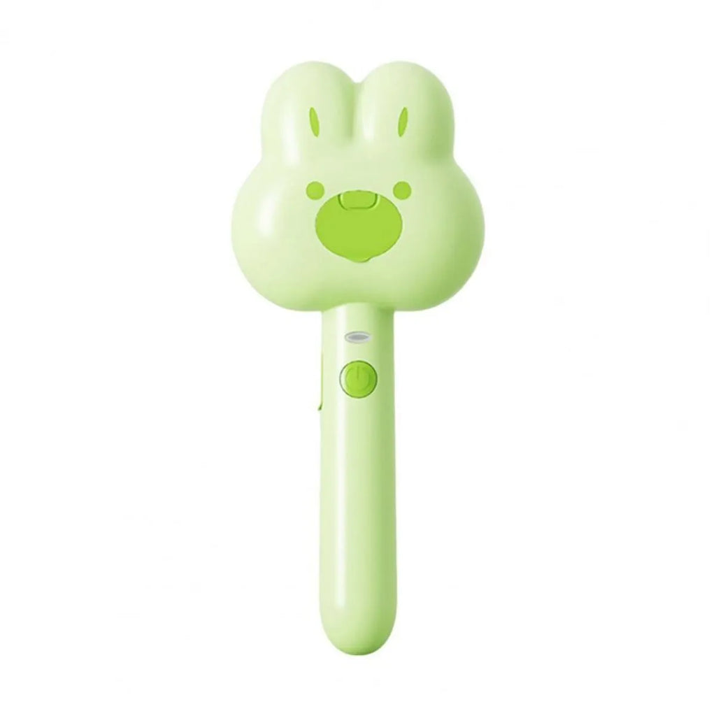 Rechargeable pet grooming steam brush in green colour with cartoon design