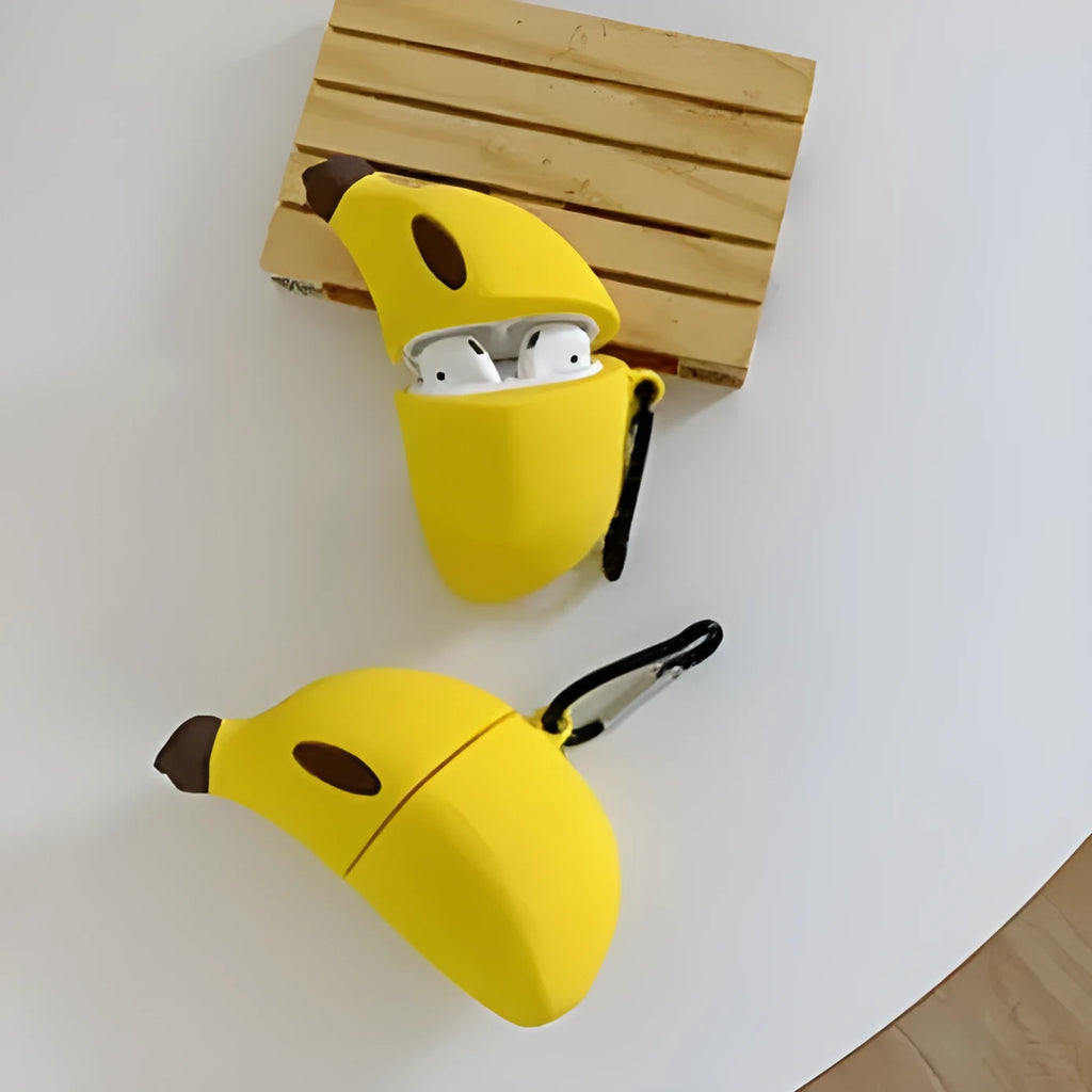Banana yellow silicone protective case for Apple AirPods Pro wireless headphones