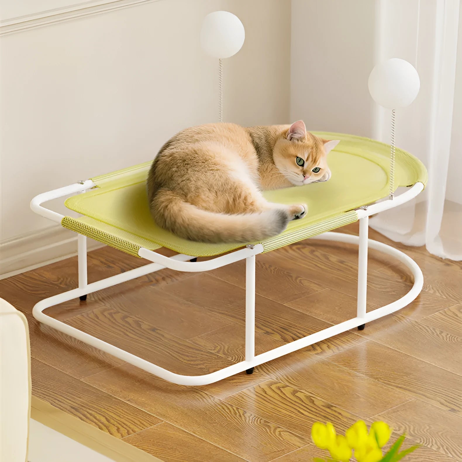 Large fabric cat kennel with breathable bracket framework in grey colour