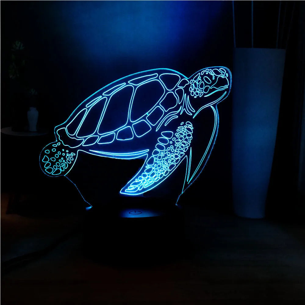 3D LED turtle night light with 16 colour options and remote control