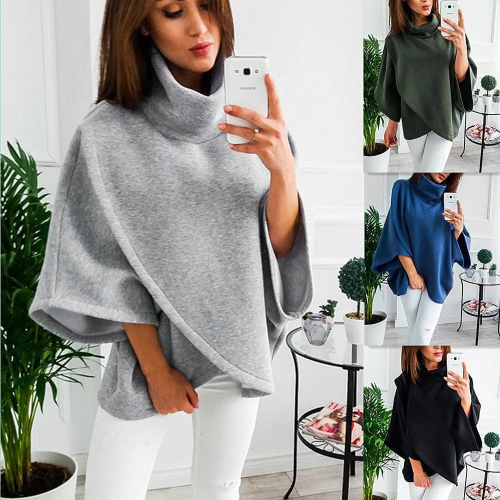 Women's longline batwing sleeve cardigan in a fleece-lined cotton blend, shown with three-button front and contrast stitching.