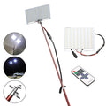 LED fishing rod light with telescopic pole and remote control for night fishing illumination