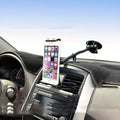 Black vehicle tablet holder with adjustable lifting bracket and suction cup mount for 4-12 inch devices