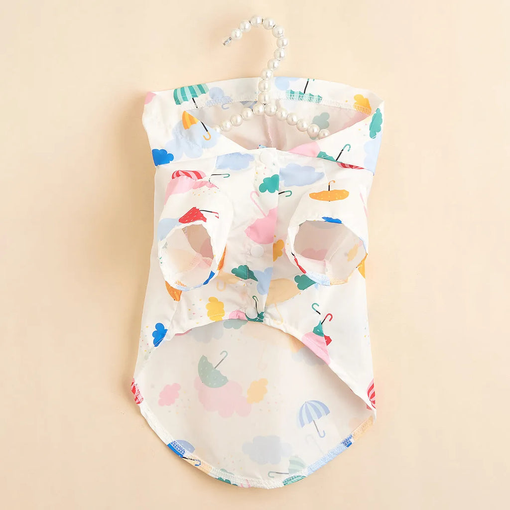 Colourful cartoon umbrella pattern pet raincoat for dogs and cats in five sizes