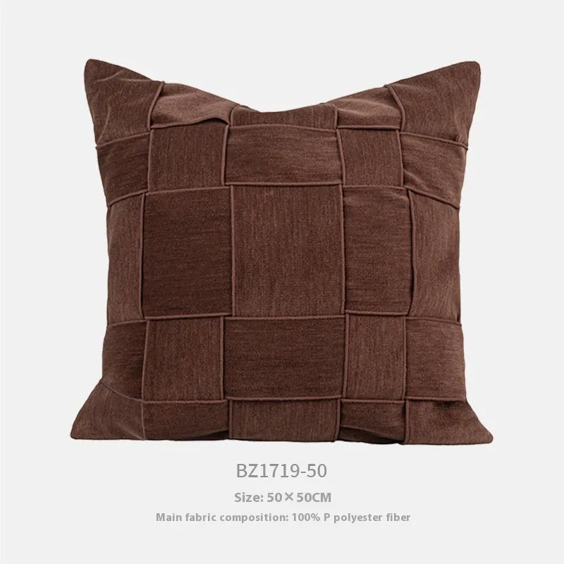 Chenille woven 50x50cm pillow cushion in seven colour options with feather velvet core