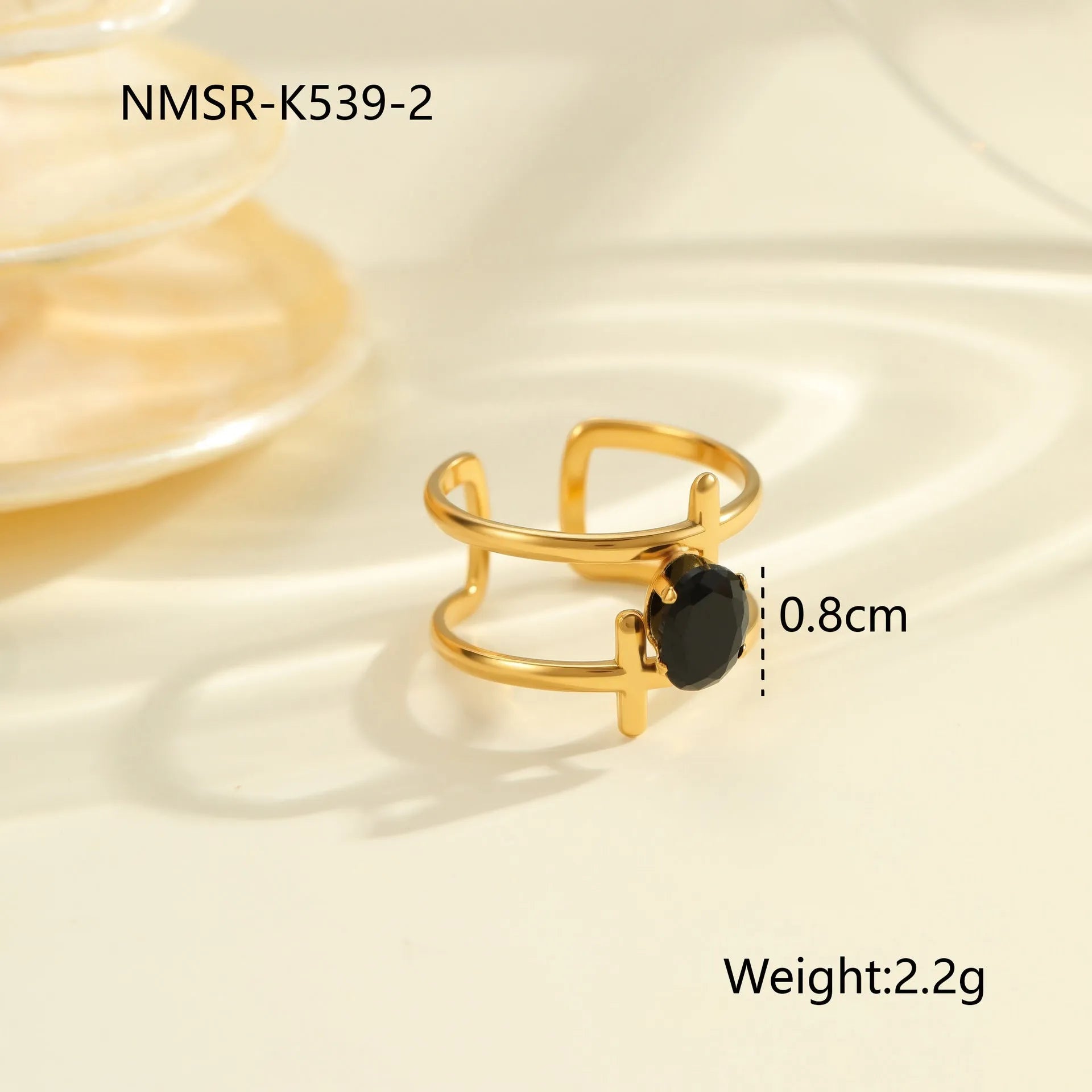 Geometric open mouth women's ring with zircon inlay made from silver-toned electroplated stainless steel.