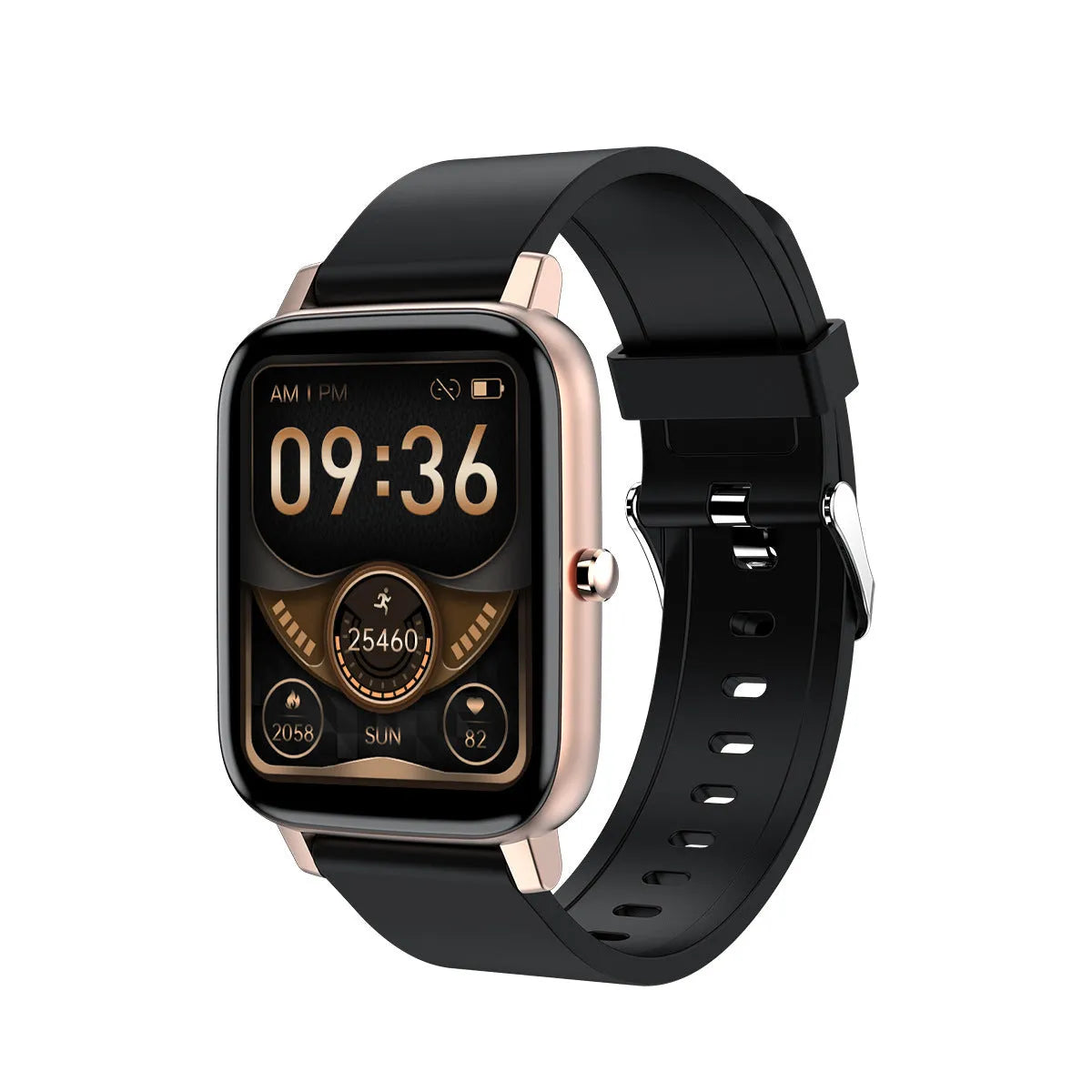 H80 smart watch with black silicone strap showing ECG and blood oxygen monitoring on its 1.69-inch touch screen