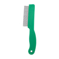 Green plastic handle stainless steel pet flea comb for dogs and cats