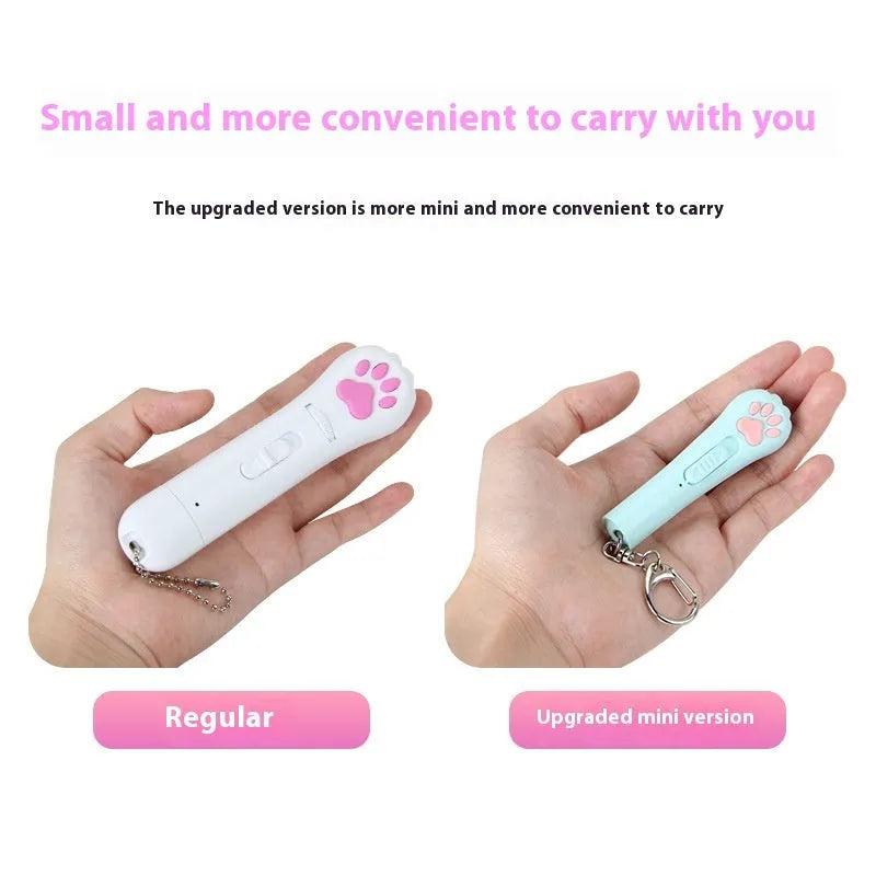 Infrared cat teasing stick toy with moon-light lamp and laser projector in blue pink purple or white colours