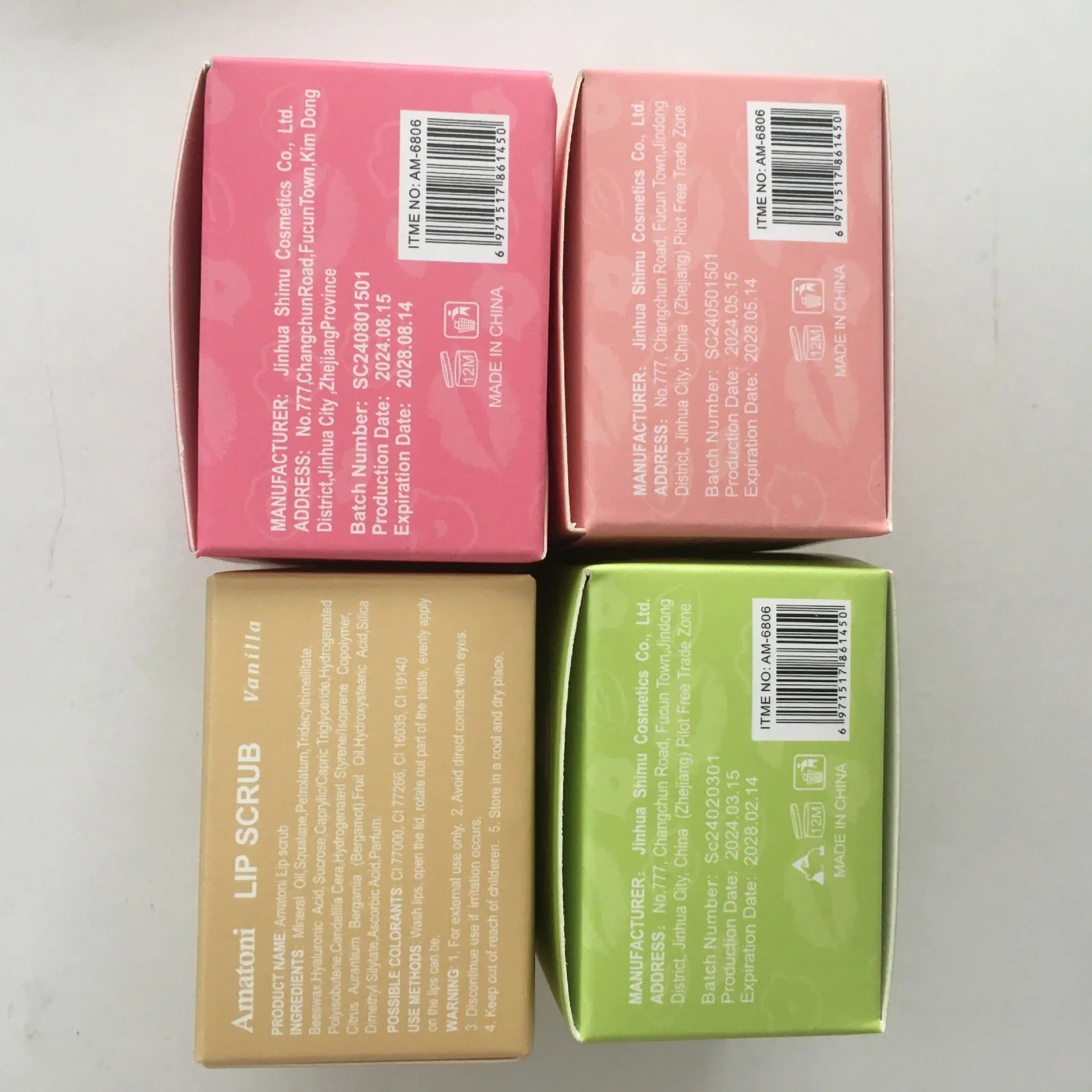 Amatoni lip scrub cream pot in choice of coconut, raspberry, vanilla or watermelon flavour, 30g size