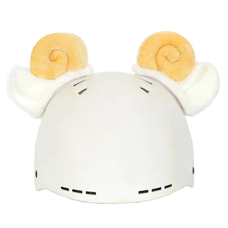 A plush fabric helmet cover with cartoon character ears, shown in size M for bicycle or motorbike use.
