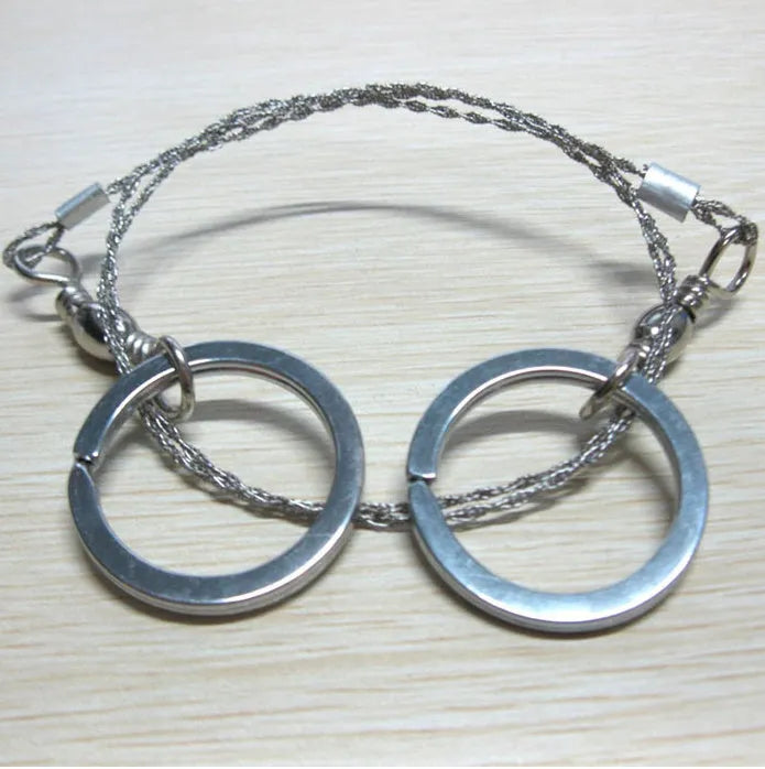 70cm stainless steel survival wire saw with pull ring and hoop handles for outdoor cutting