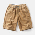 Men's retro American-style cargo shorts in straight-leg cut showing khaki colour option