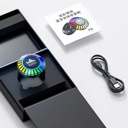 Small cubic voice control Bluetooth LED atmosphere lamp showing polar light effect.
