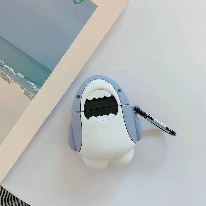 Silicone shark design protective cover for Apple AirPods 1 and 2 wireless earphone case