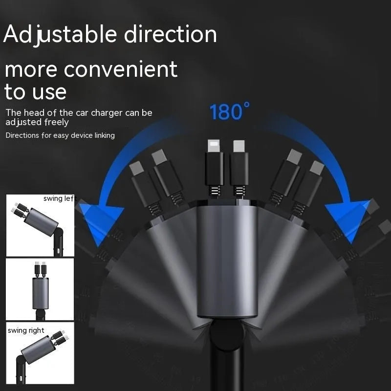 Automatic retractable car charger with cable extended from vehicle cigarette lighter socket