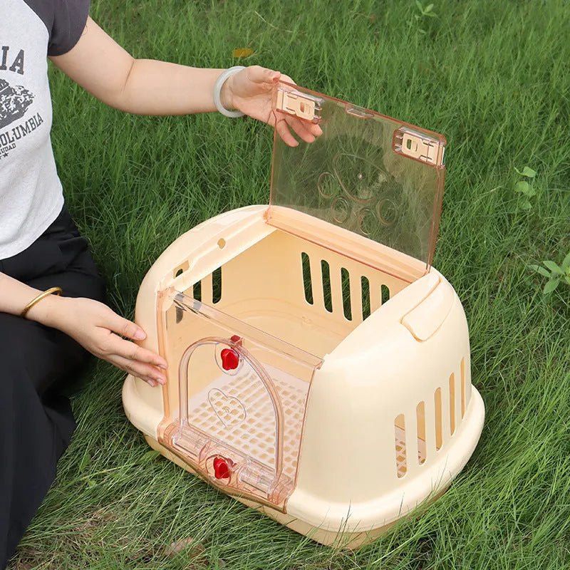 PP pet carrier travel bag with urine pad in beige for cats and dogs