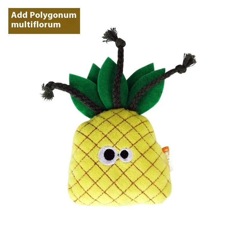 Polygonum multiflorum wooden molar cat toy with catnip plush attachment in pizza style
