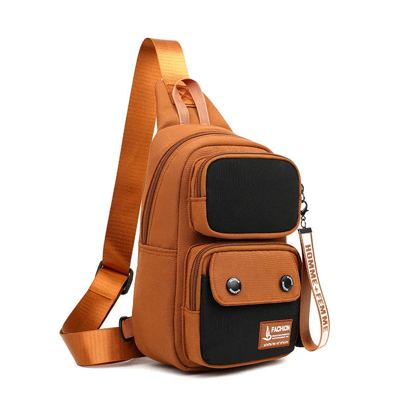 Outdoor leisure crossbody shoulder bag in nylon with contrast colour options
