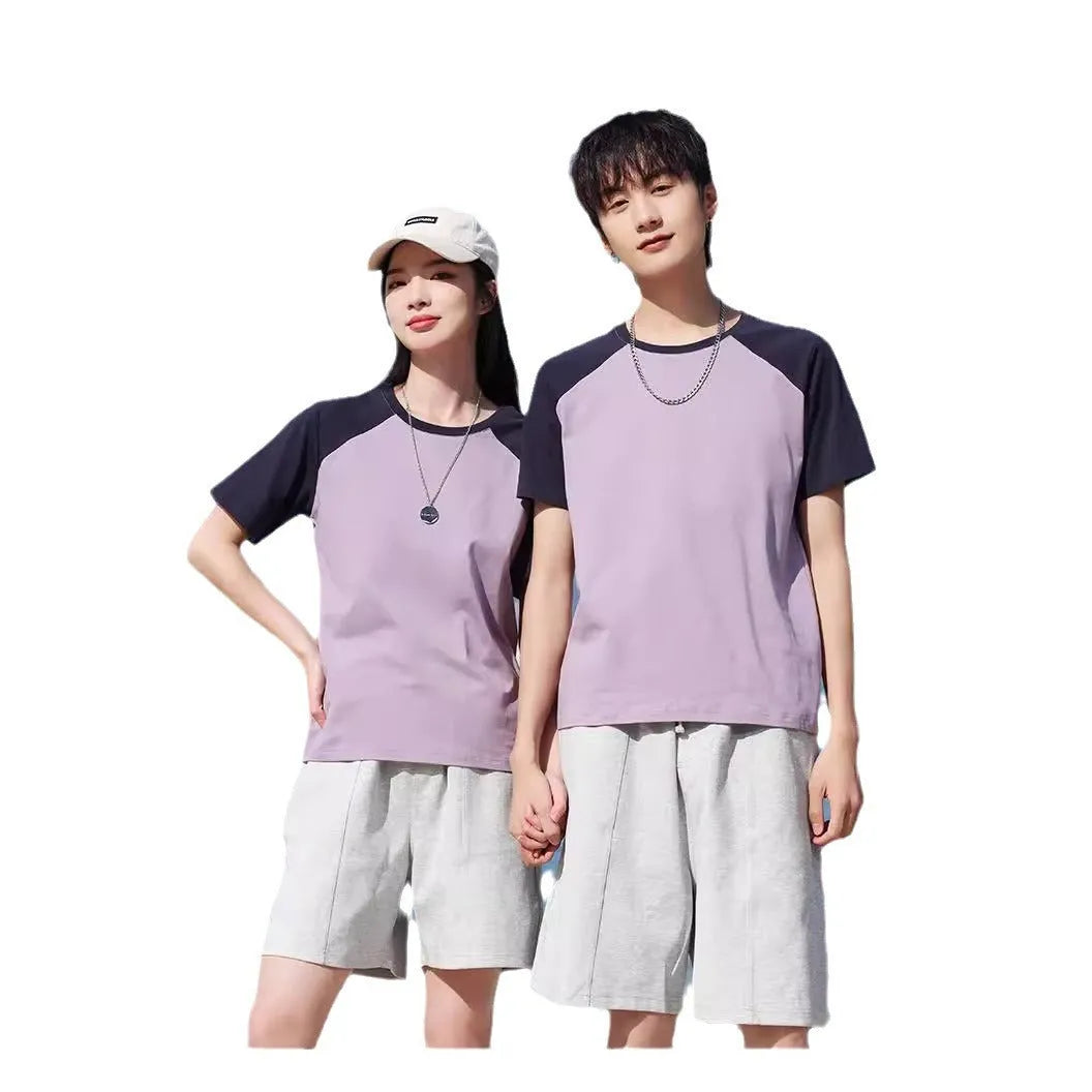 Cotton blend loose fit round neck T-shirt work clothing printing available in multiple colours