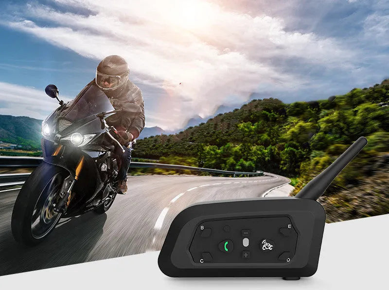 Motorcycle helmet Bluetooth intercom V6pro unit with headphones and mounting accessories
