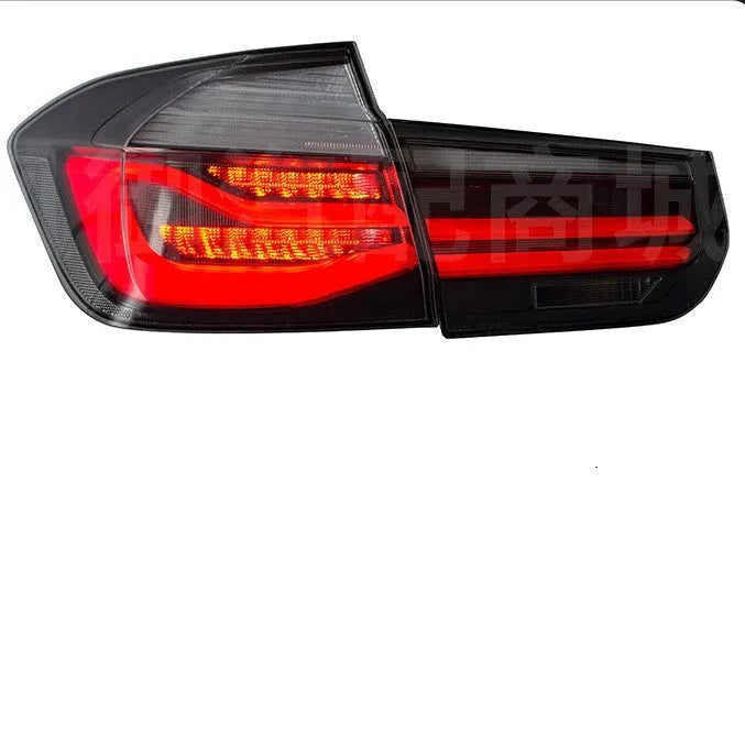 Modified LED tail light assembly for 2012-2015 BMW 3 Series in smoked black housing