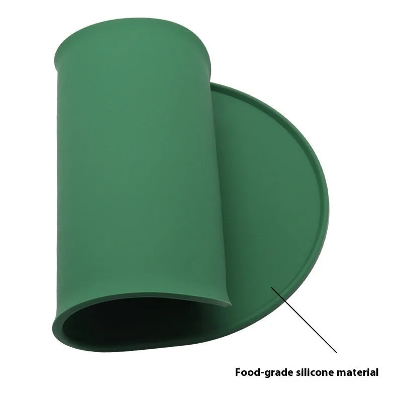 Silicone waterproof cat meal cleaning placemat in beige colour on wooden floor