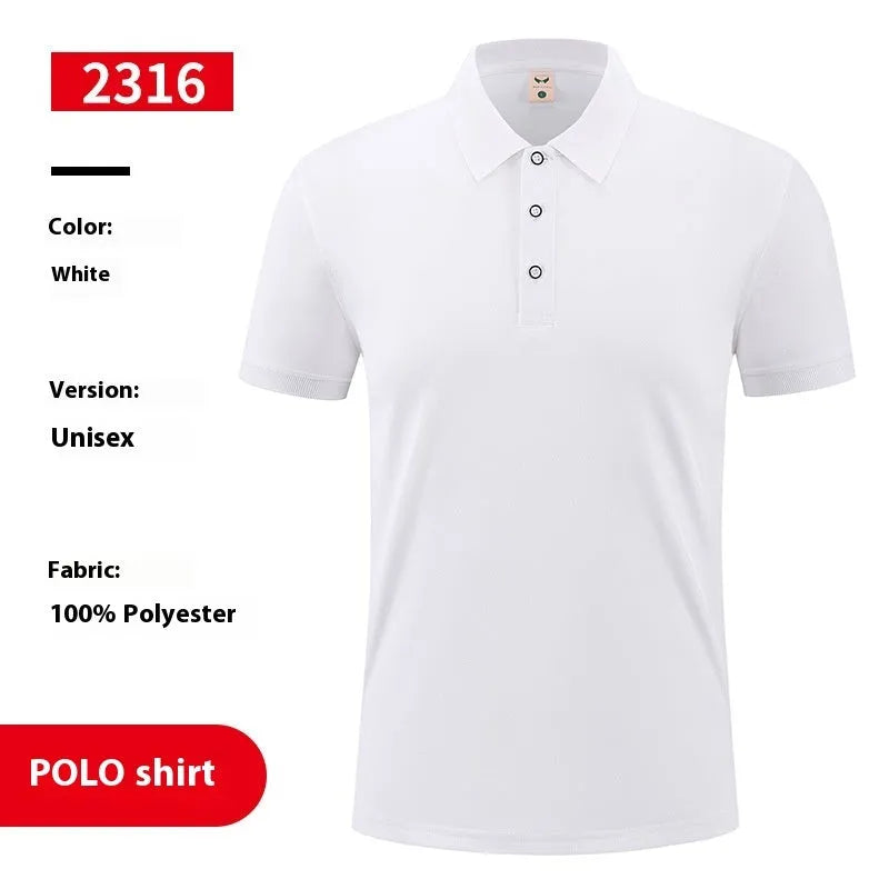 Ice silk short sleeve polo shirt pullover in six colours, shown with a polo collar and designed for logo application.