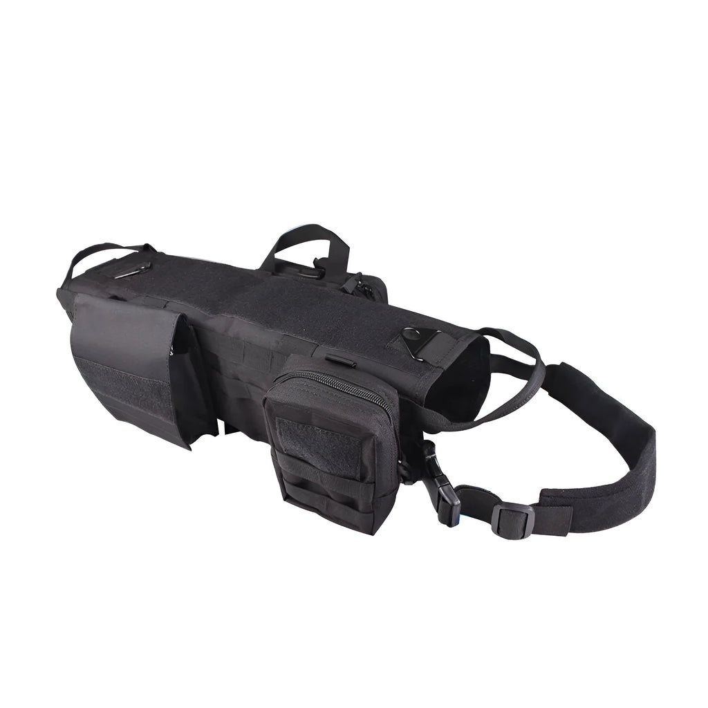 Dog combat vest in 600D nylon waterproof fabric adjustable sizing XS to XL