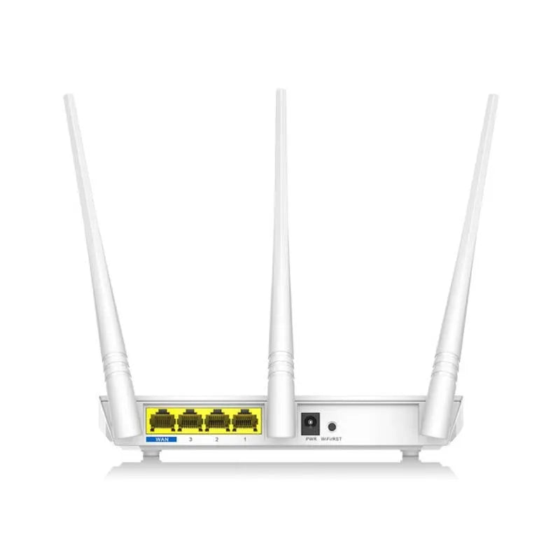 White wireless router for home broadband with dual-band 2.4GHz and 5GHz support.