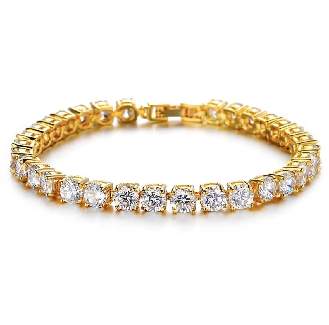 Men's silver hip hop bracelet with rhinestone chain and zirconia tennis charm on geometric alloy band