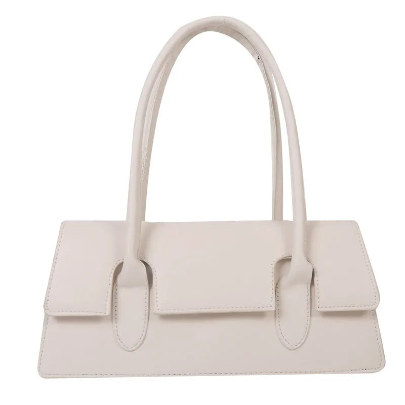 Women's retro square shoulder bag in PU leather with single strap and stitching details
