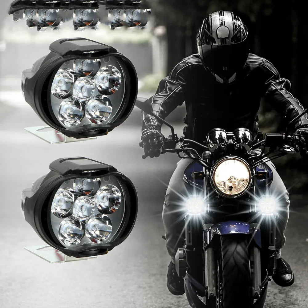 LED spotlights for electric vehicles, six lamp beads, 12V white light, black plastic housing