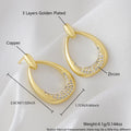Yellow gold geometric drop earrings for women with a simple ring-style design.