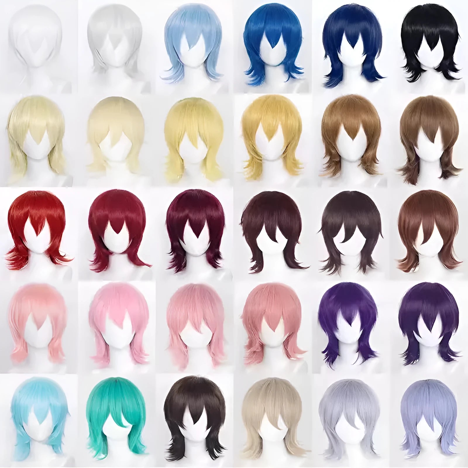 Short red Anime style cosplay wig for men made from high-temperature fibre