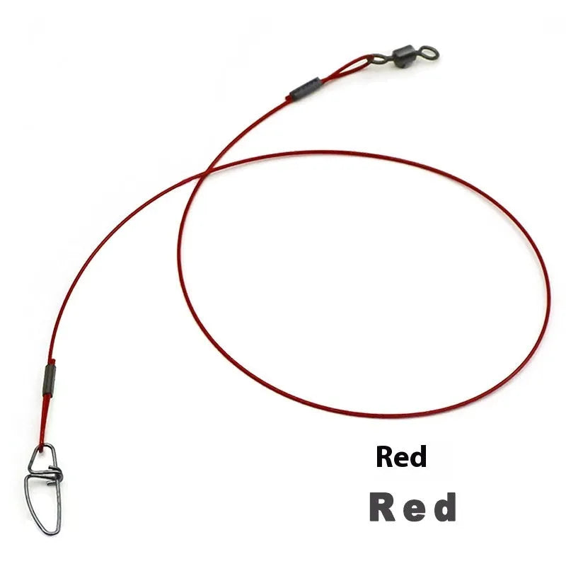 Green, black and red anti-bite steel wire fishing double buckle pins measuring 54cm