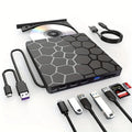 Black external USB CD drive and writer with compact 15.5 cm design