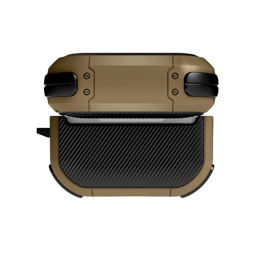 Black TPU and PC protective shell case for Apple AirPods 1, 2, and Pro charging case.