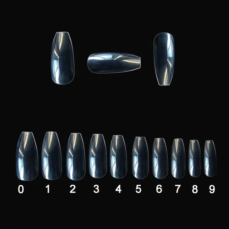 500 transparent false nails in natural clear colour with 10 different sizes for professional or home use