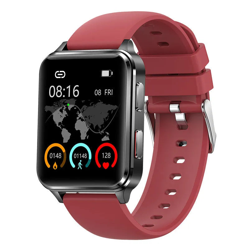 Multi-sport smartwatch with 1.70-inch tempered glass screen and silicone wristband showing fitness tracking interface