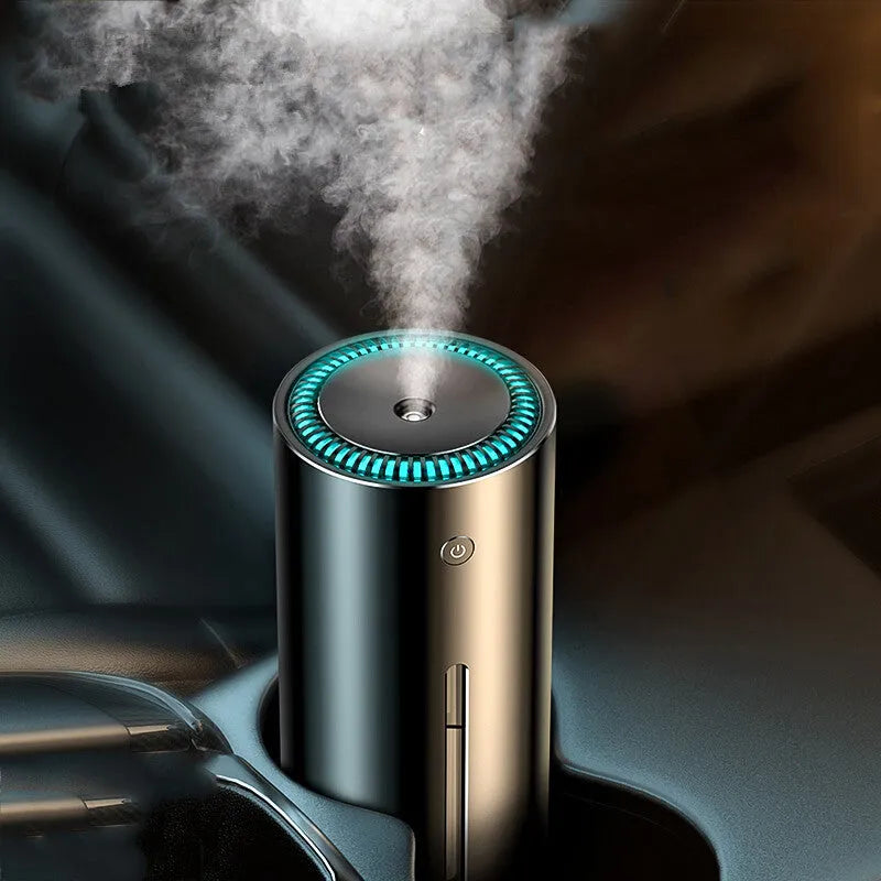 Black car diffuser humidifier with USB cable for air purification and aromatherapy