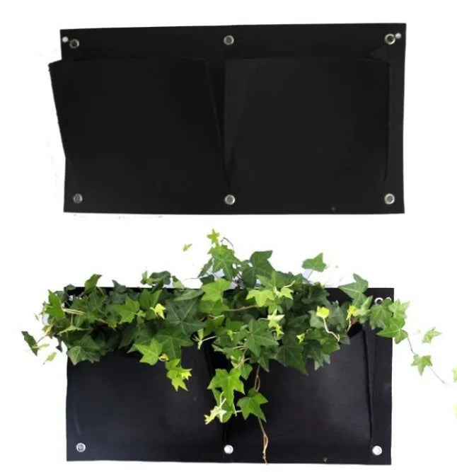 Vertical wall hanging planter with 18 pockets made from recycled felt material