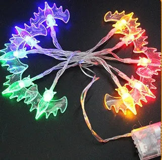 Halloween pumpkin LED string lights with ghost and bat decorations