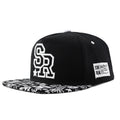 Letter-embroidered cotton baseball hat with adjustable strap in black and white colour options