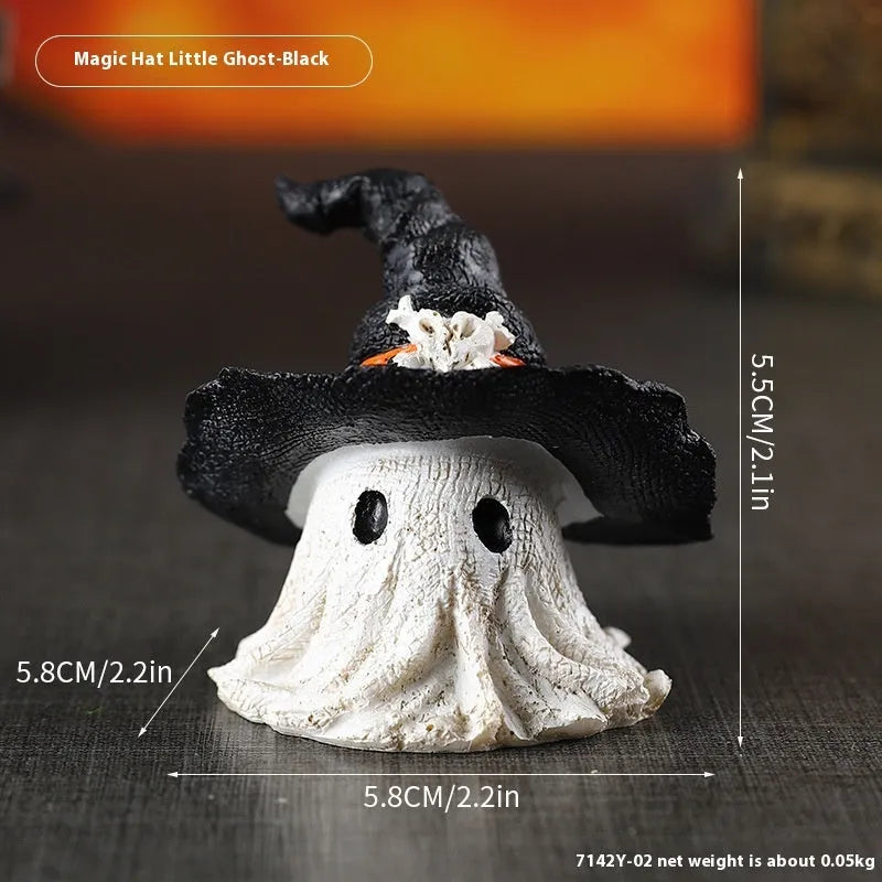 Resin wizard hat ornament in child size, available in black or purple for holiday decorations