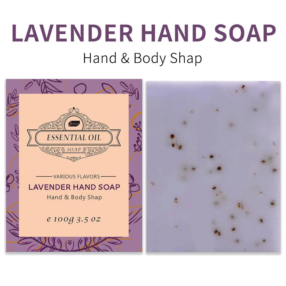 Handmade essential oil soap bar with frosted texture showing natural colour variations